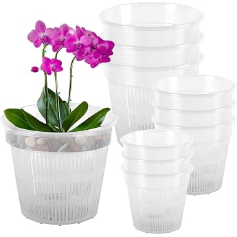 Pack of 9 Transparent Orchid Pots 11/14/16 cm Plastic Flower Pot with Drainage Hole Plastic Planter Plant Pots Set for Orchids Indoor Plants Potted Plants Plant Pots and Balconies
