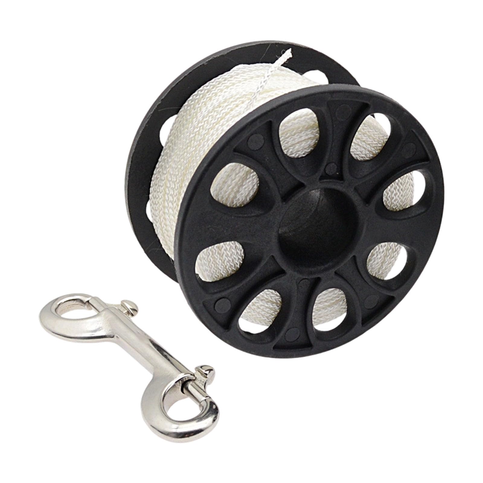Carrete de buceo compacto con cordón de nailon de alta visibilidad para boyas subacuáticas