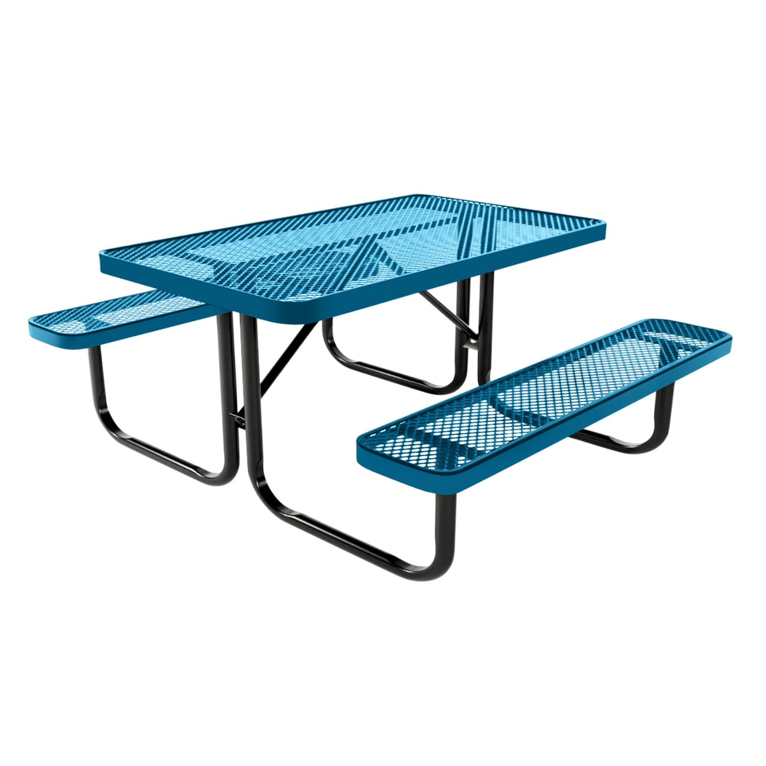 Coated Outdoor Furniture Heavy-Duty Portable Outdoor Kids Table, Expanded Metal Kids Picnic Table, Commercial-Grade Picnic Table, Made in America (4ft Rectangular, Childrens, Light Blue)