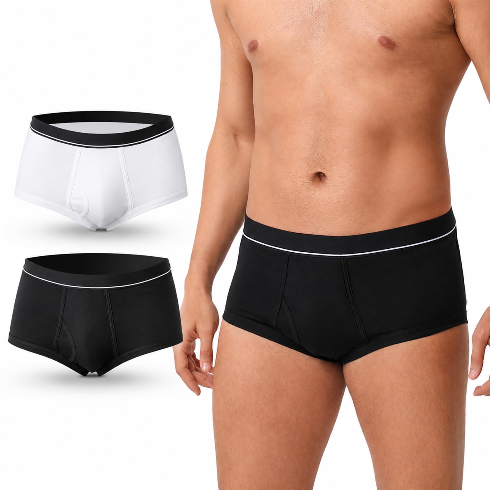 Ropa interior lavable para incontinencia para hombre, calzoncillos de algodón a prueba de fugas con bragueta, bragas a prueba de fugas urinarias delanteras y traseras, absorción de 150 ml
