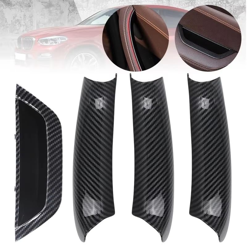 Maniglie Portiere Interne per BMW X3 X4 F25 F26 2010-2017 Interni Auto con Texture in Carbonio/Nero/Beige Maniglia della Portiera Pannello di Copertura(Carbon Fiber-4pc)