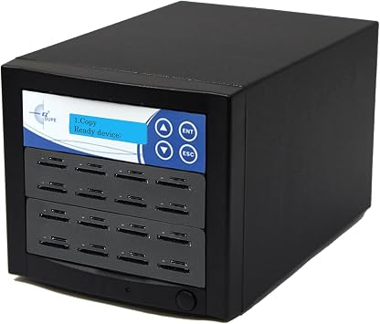 EZ DUPE 1 to 15 SD Duplicator - 2GB/Min - Multiple Secure Digital & MicroSD SDHC SDXC Micro Flash Drive Memory Card Standalone Copier & Eraser/Sanitizer - at copy speed up to 35mb/Sec (SD15-SSP)