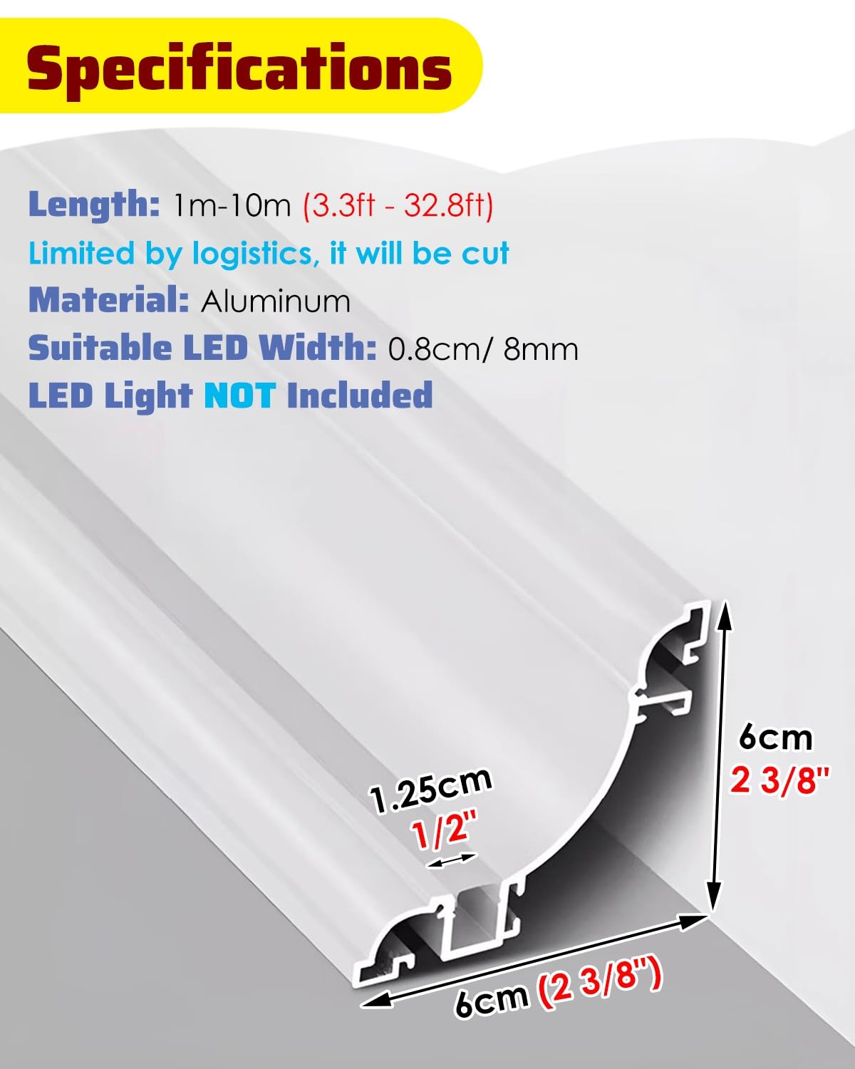 Led Profile Ukrywanie Przewodów Profil Gzymsowy, 10 20 30 40 M Listwa Świetlna Osłona na Sufity/Podłogi/Ścienny System Kanałów, Schody Patio Dyfuzor Led Dekoracja(S,38m/1496.1in/124.7ft)