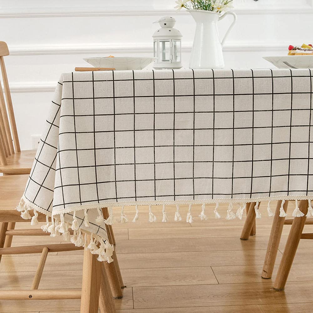 Manteles Mesa Antimanchas Algodón y Lino Transpirable para Bufé Fiesta Cena Boda Picnic y Más White 140 × 240cm