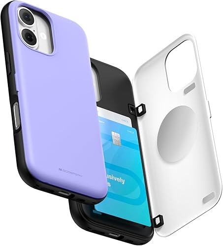Miniatura 10 de GOOSPERY Parachoques magnético para puerta compatible con iPhone 15, funda con tarjetero, cartera con cierre magnético automático, protector