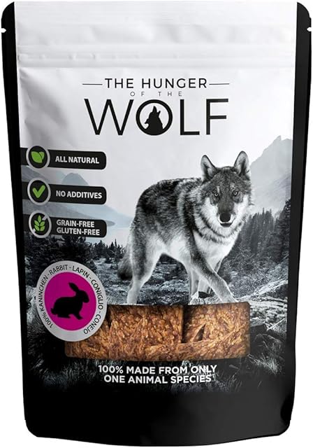 The Hunger of the Wolf Meat Snack for Dogs - For All Adult Breeds, 100% Fresh Rabbit Meat, 0.2 kg