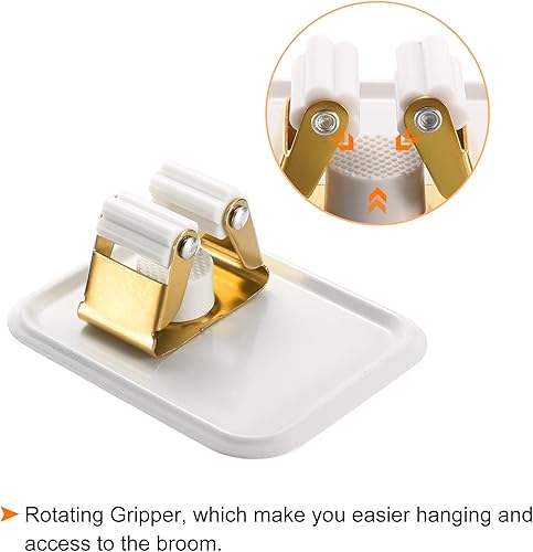 Miniatura 4 de uxcell Soporte de pared para escoba de trapeador, 4 unidades, acero inoxidable 304, organizador de escobas para trapeador, colgador de escoba