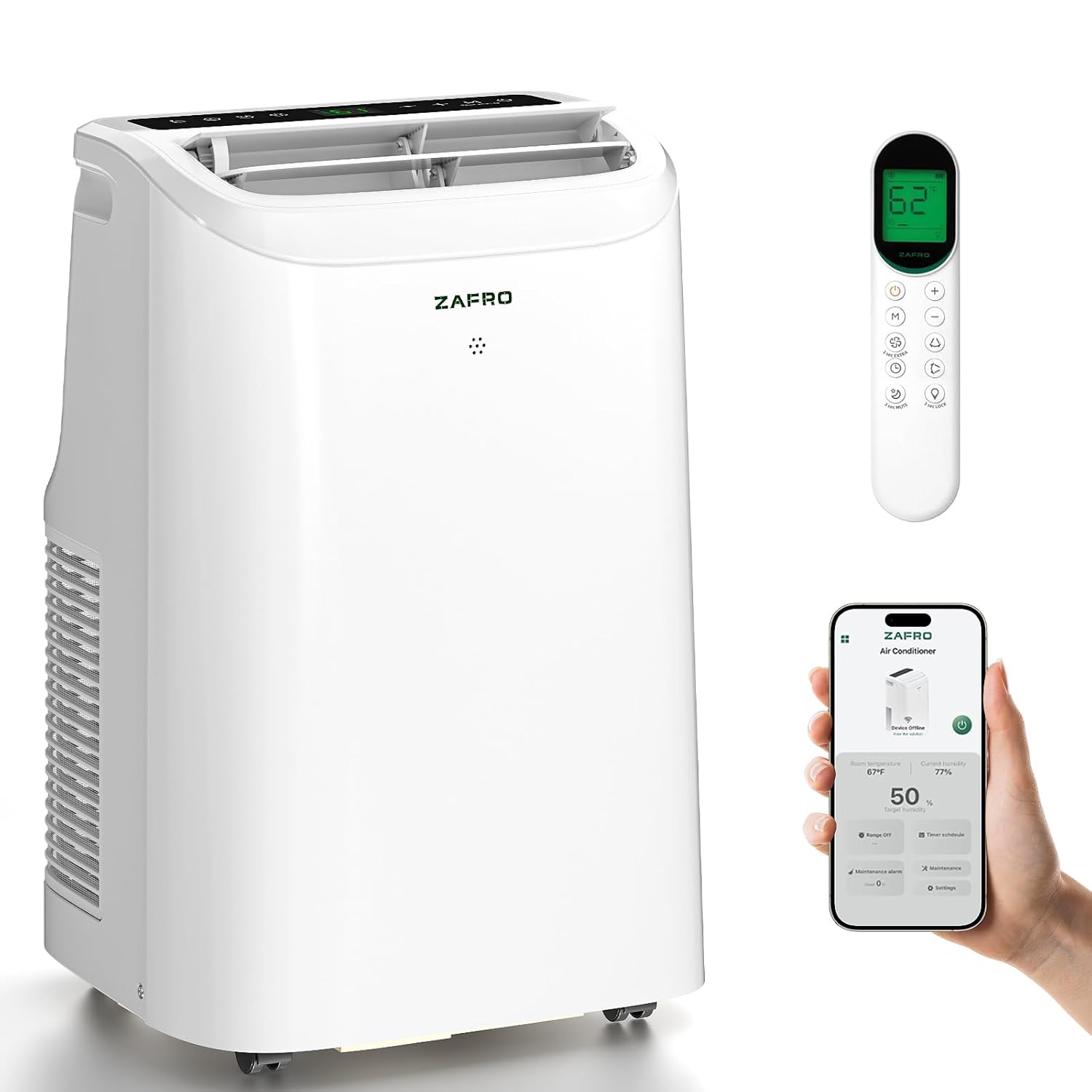 ZAFRO Portable Air Conditioners 10000 BTU 6000 BTU SACC Portable AC with Drainage-free Cooling Fan Dehumidifier Smart AC