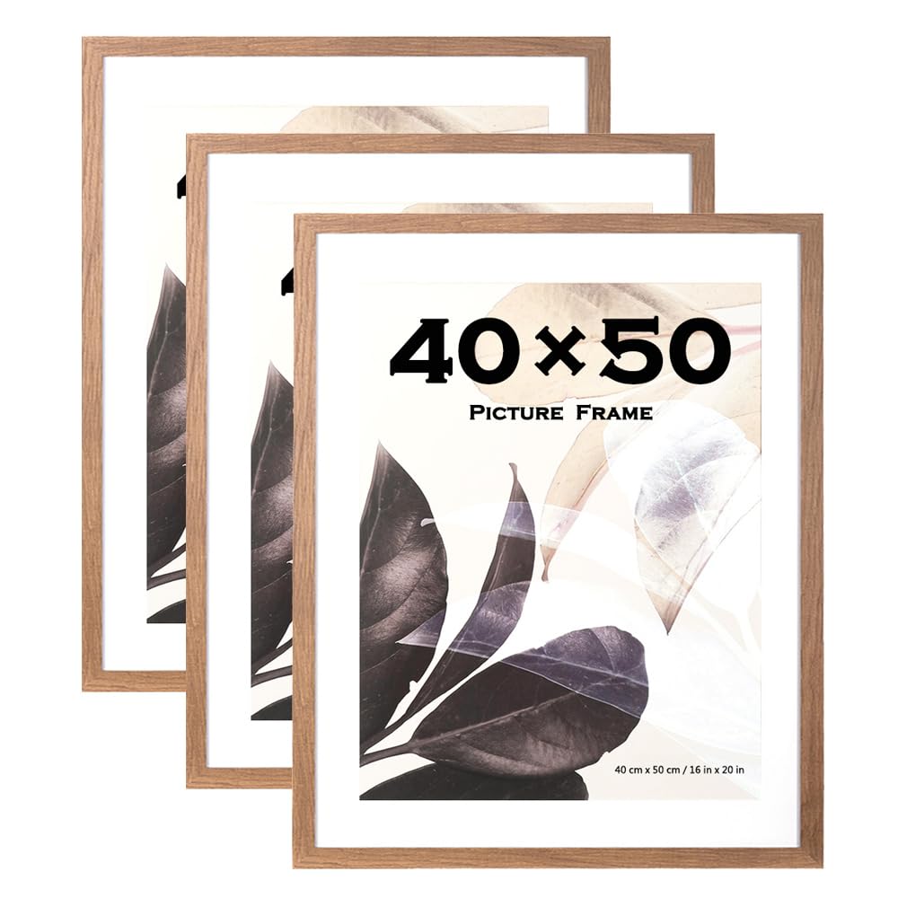 Scholar Tree 40x50 Picture Frame Brown with Mounts 40x50cm Frame Wall Mountable,3 Pack