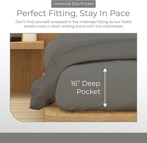 Miniatura 3 de ATC AMTHREAD COLLECTION Juego de sábanas tamaño matrimonial, sábanas y fundas de almohada de lujo, juegos de ropa de cama de microfibra extra suave