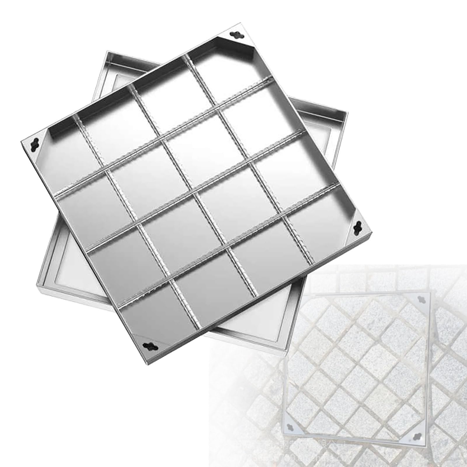 Gbrsxyip Invisible Stainless Steel Manhole Cover - Recessed Sewage Access For Docks Driveways Pavements & Sidewalks -Waterproof Heavy-Duty Design