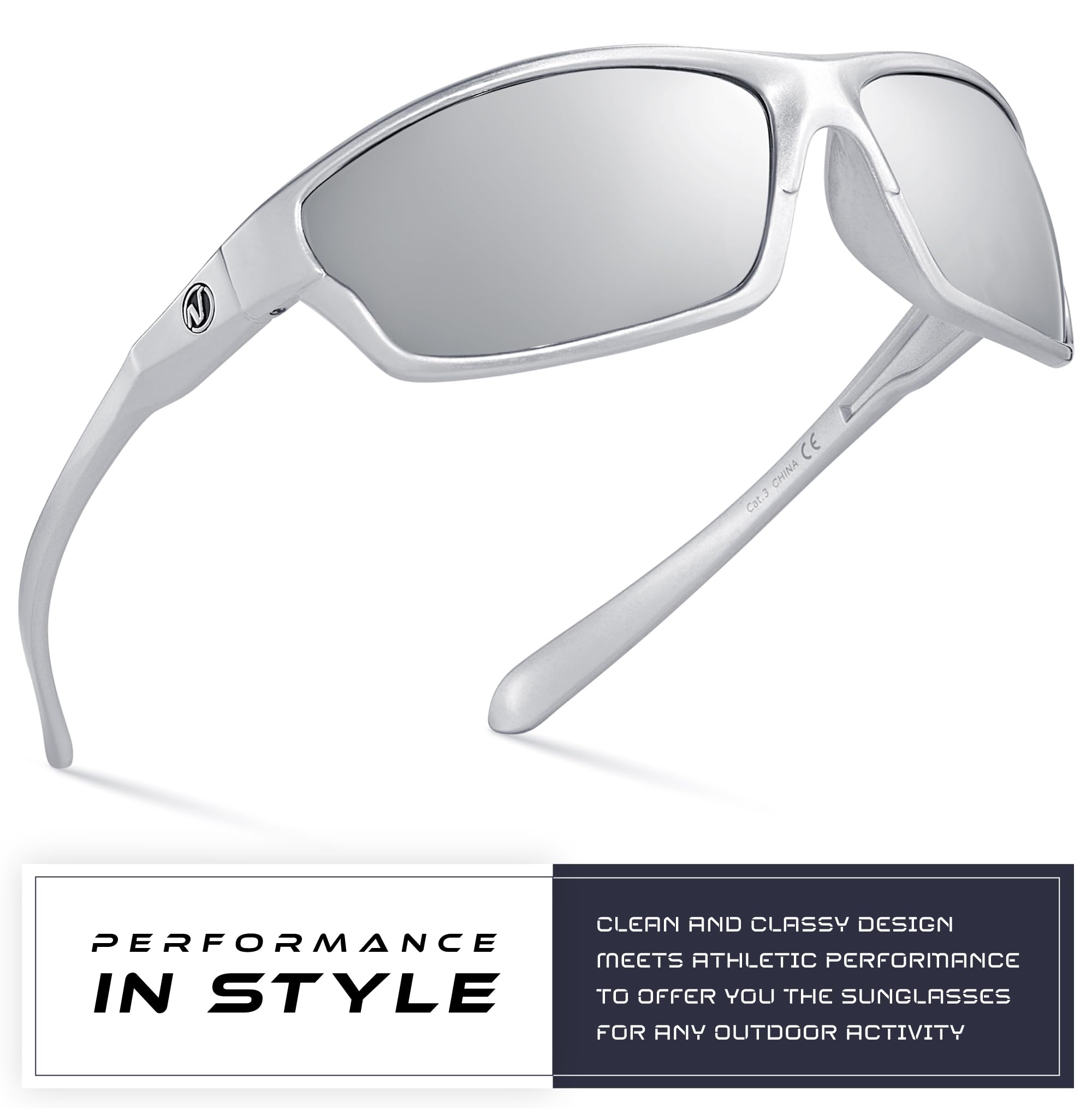 Nitrogen Gafas de Sol Deportivas Polarizadas para Hombre y Mujer, UV400, Plata | Espejo Plateado, Talla Única, ['Plata'], talla única