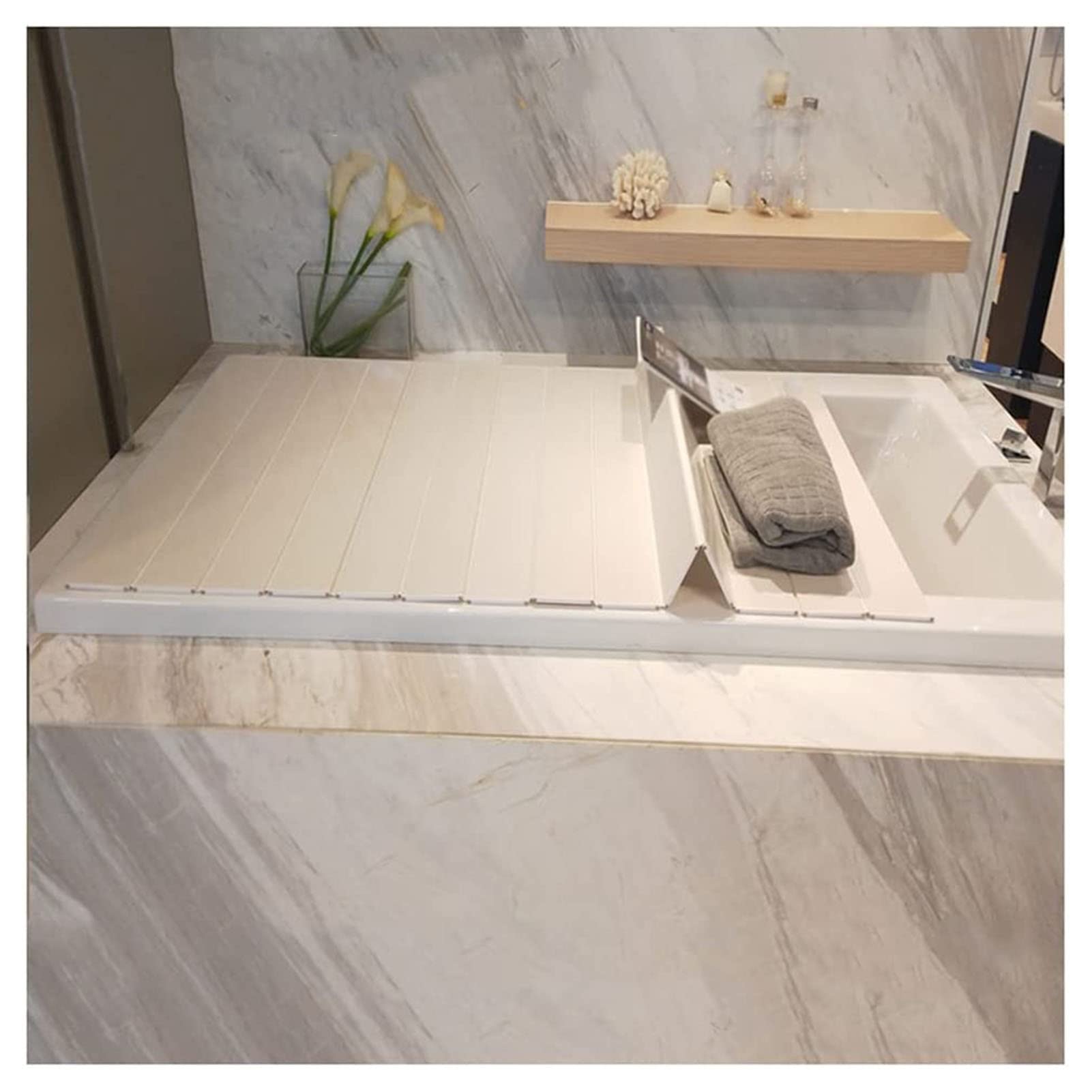 vassoio bagno vassoio vasca da bagno mensola vasca da bagno Vassoio per Vasca da Bagno Pieghevole in PVC Copertura Isolante per Vasca da Bagno, Pannello Antipolvere in plastica Multifunzione