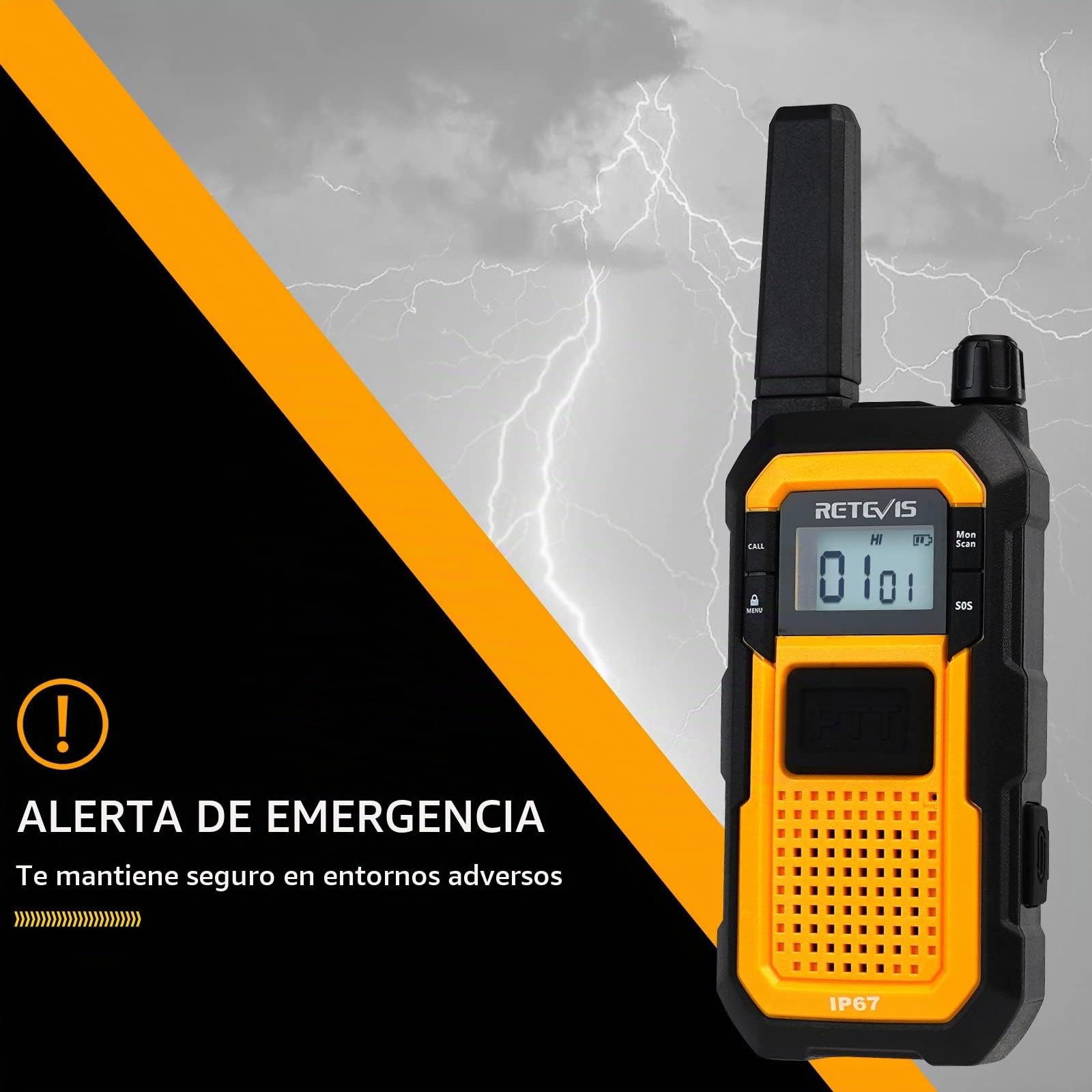 Retevis RB648 Walkie Talkies Resistentes, Radio Impermeable IP67 | Resistente a los Golpes, 2000 mAh, USB-C, Walkie Talkie Profesional para Adultos Sitio de Trabajo (6 Unidades)