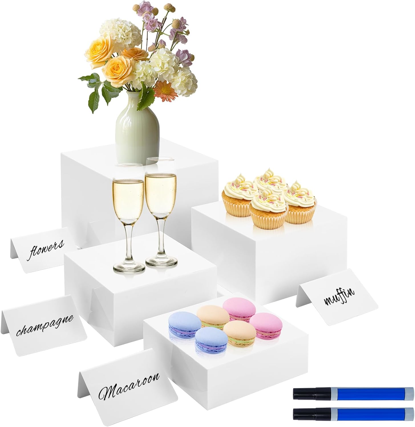 Amazon.com: Alyclip 4PSC White Buffet Risers, Food Risers for Buffet ...