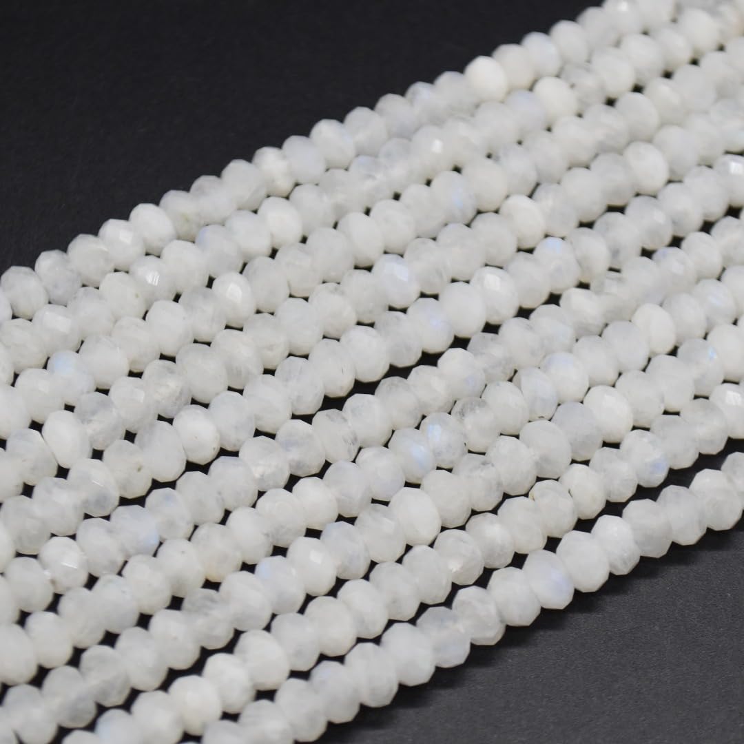 Rainbow Moonstone Gemstone Faceted Rondelle Spacer Beads - 6mm x 4mm - 15'' Strand