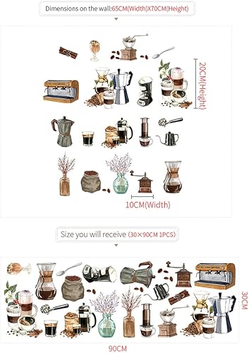 Miniatura 4 de Runtoo Calcomanías artísticas para pared de café, taza de café, cocina, cafetería, tienda, oficina, comedor, ventana, decoración de puerta