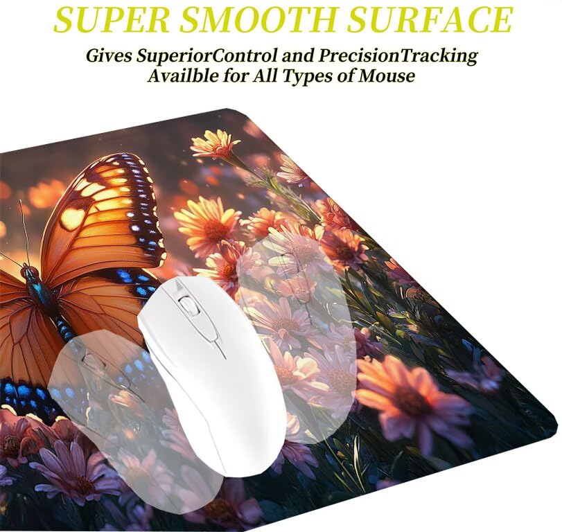 Grand tapis de souris papillon fleur, une idée cadeau bureau originale