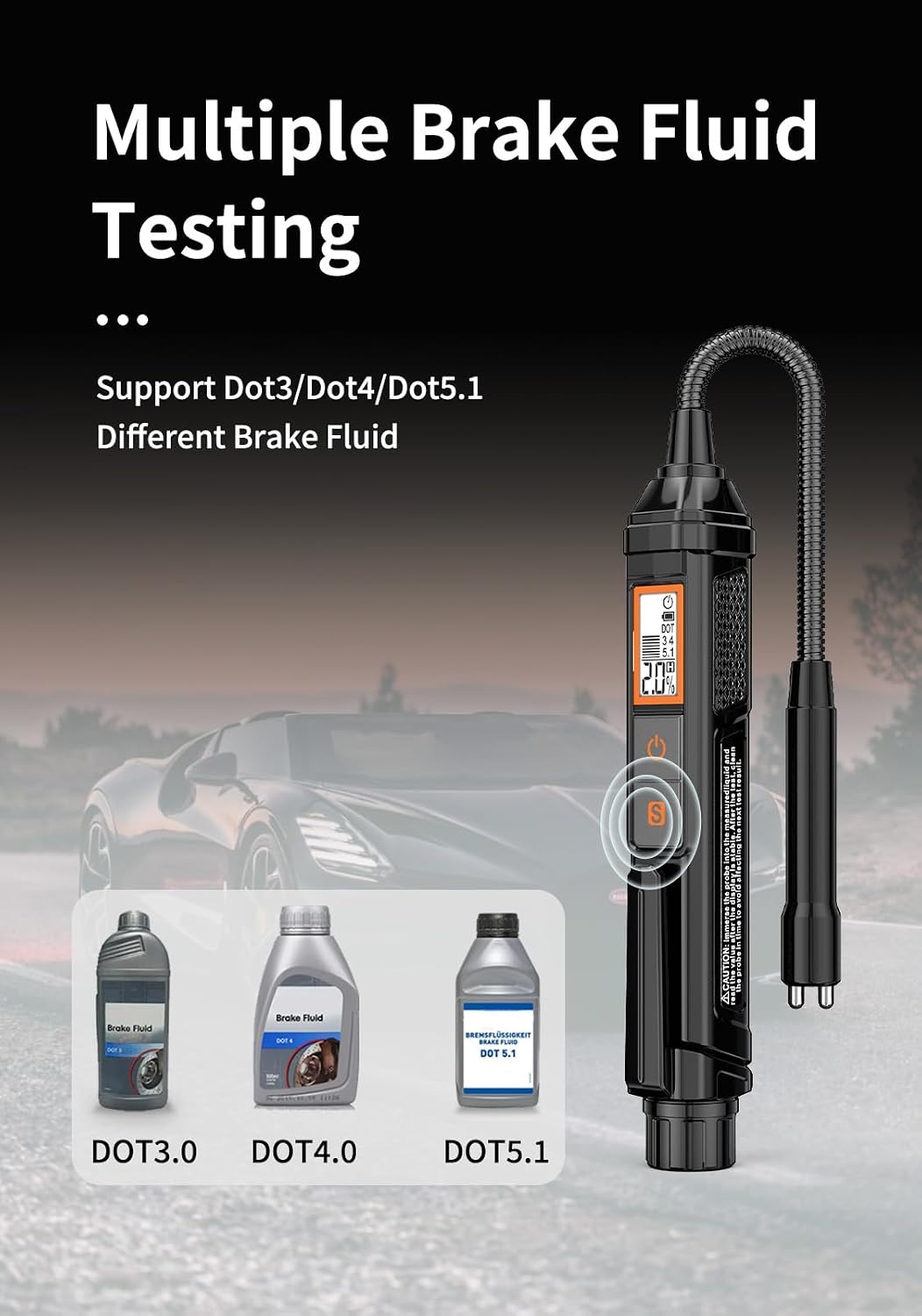 NC Brake Fluid Tester Pen Brake Fluid Test Strips, Calibrated for DOT3 DOT4 DOT-5.1 Brake Fluid