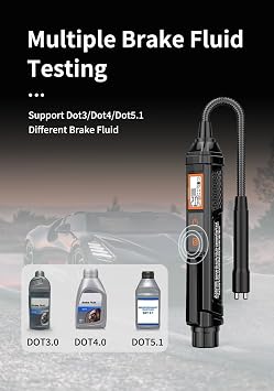 NC Brake Fluid Tester Pen Brake Fluid Test Strips, Calibrated for DOT3 DOT4 DOT-5.1 Brake Fluid