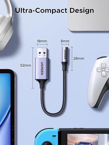Miniatura 8 de UGREEN Adaptador de audio USB a conector de 3.5 mm Tarjeta de sonido con soporte para micrófono TRRS Auriculares DAC 24bit 96kHz USB a conector
