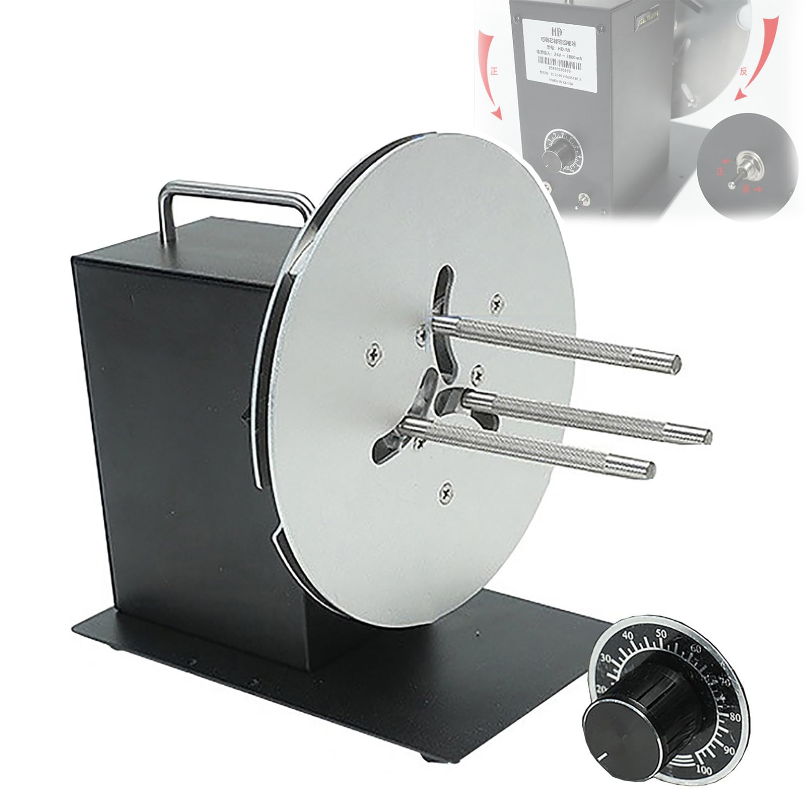 Yxjpp R9 Label Rewinder (Adjustable Speed), 220 Mm Automatic/Bidirectional Label Rewinder, Synchronized With Printer, Self-Adhesive Roll Rewinder, For 1-4 Inch Roll Core