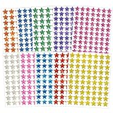 2100 Pcs Star Stickers, 30 Sheets Glitter Star Stickers for Reward Chart 10 Assorted Colorful Reward Sticker, Holographic Rainbow Sticker Teachers for Calendar Students Classroom Office