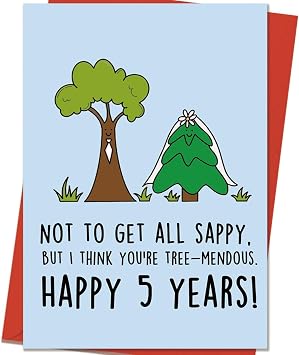 Funny 5th Wedding Anniversary Card for Men Women | Wood Anniversary Card Gifts for Couple Husband Wife | 5 Year Anniversary Cards Decorations