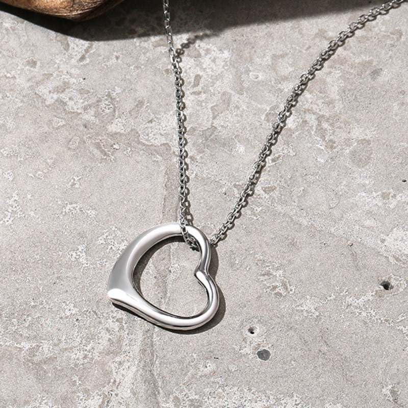 Silver Heart Necklace Heart Pendant Necklace Open Heart Necklace Heart Necklaces for Women3
