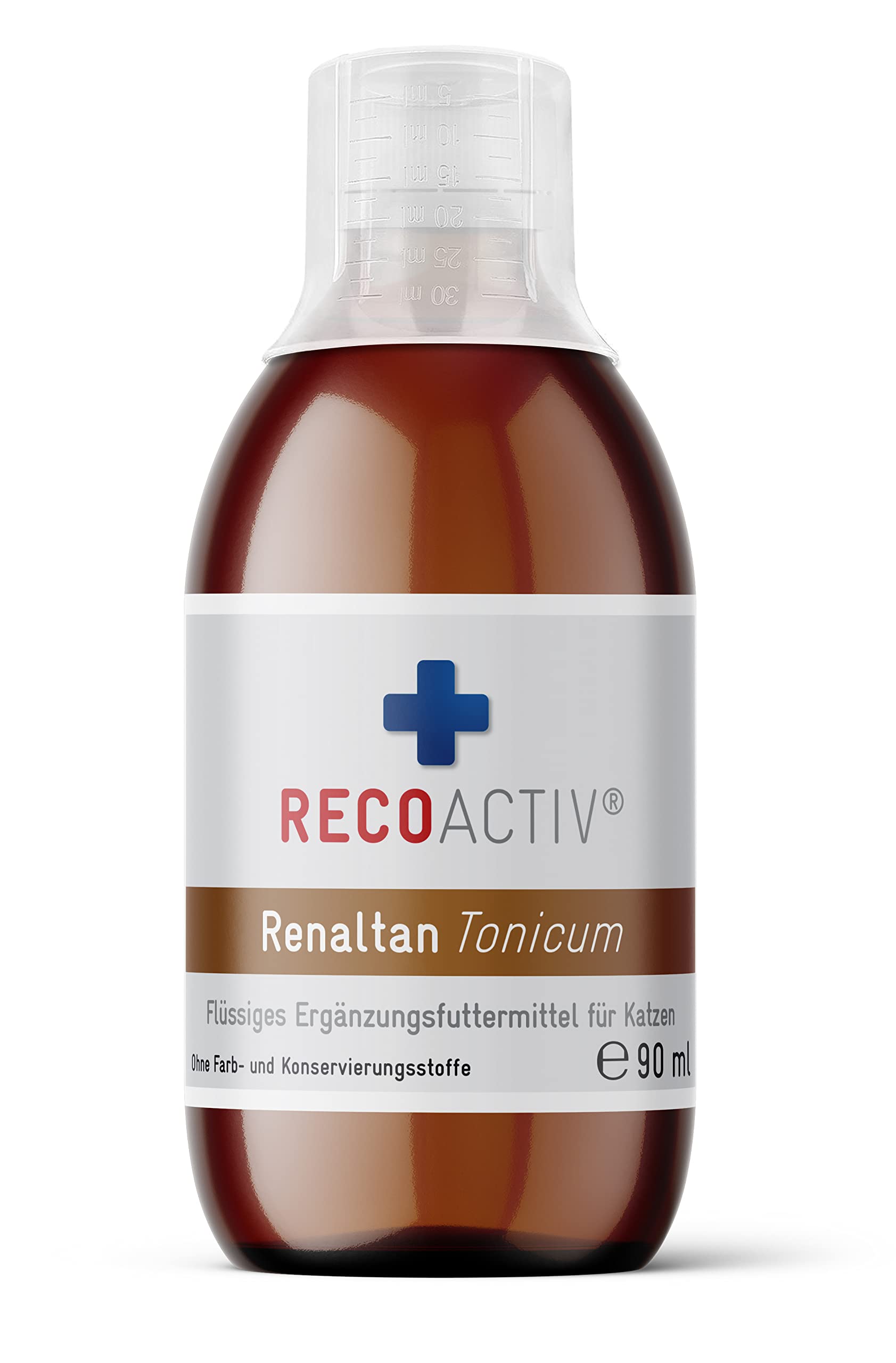 RECOACTIV Renaltan Tonicum für Katzen, 3 x 90 ml, mit Phosphatbinder zur Reduktion der Phosphataufnahme aus der Nahrung und Unterstützung der Nierenfunktion, Ergänzungsfuttermittel