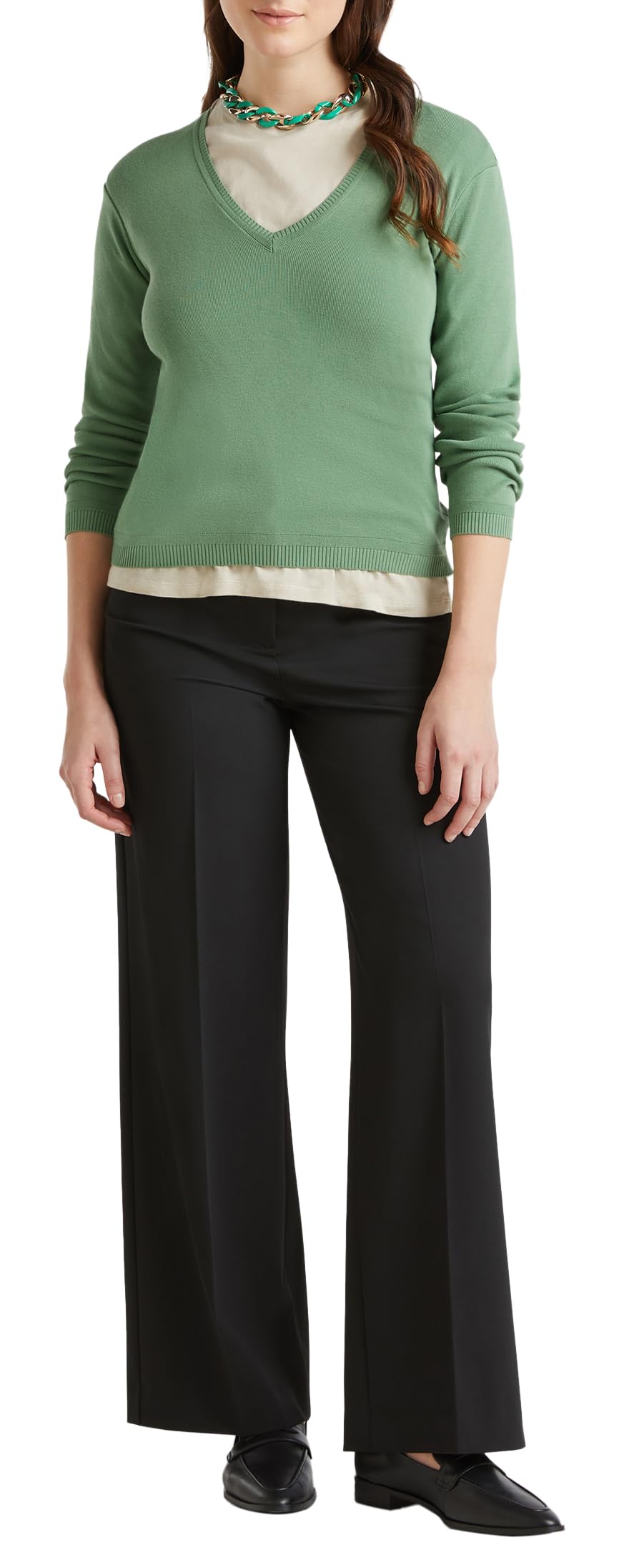United Colors of Benetton V Neck Jersey M/L, Green, M