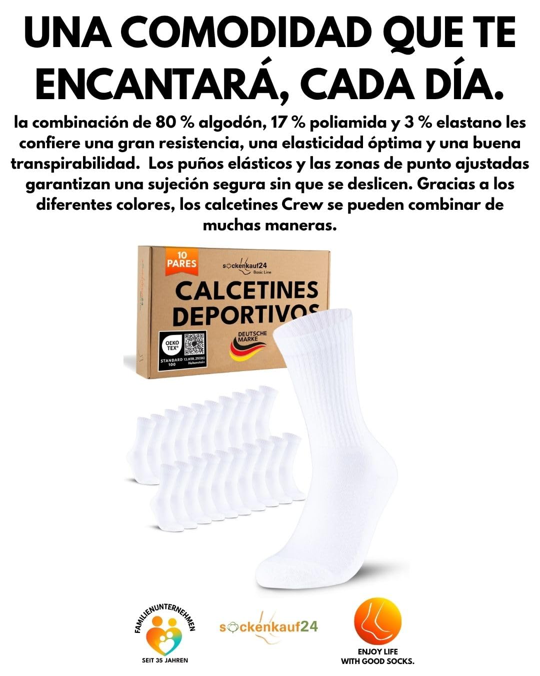 sockenkauf24 10 Pares Calcetines Deporte Hombre Mujer Tenis Algodón Transpirable Acolchado Crew Socks