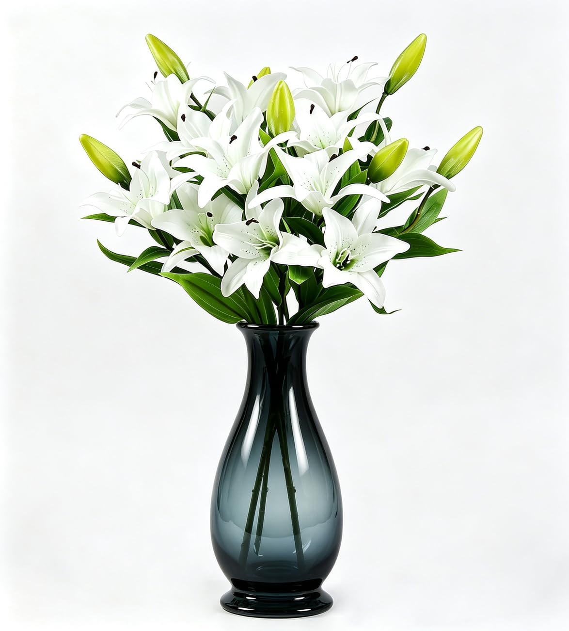 77CM LONG STEM White Artificial Lily Flower, Faux Plastic Lily