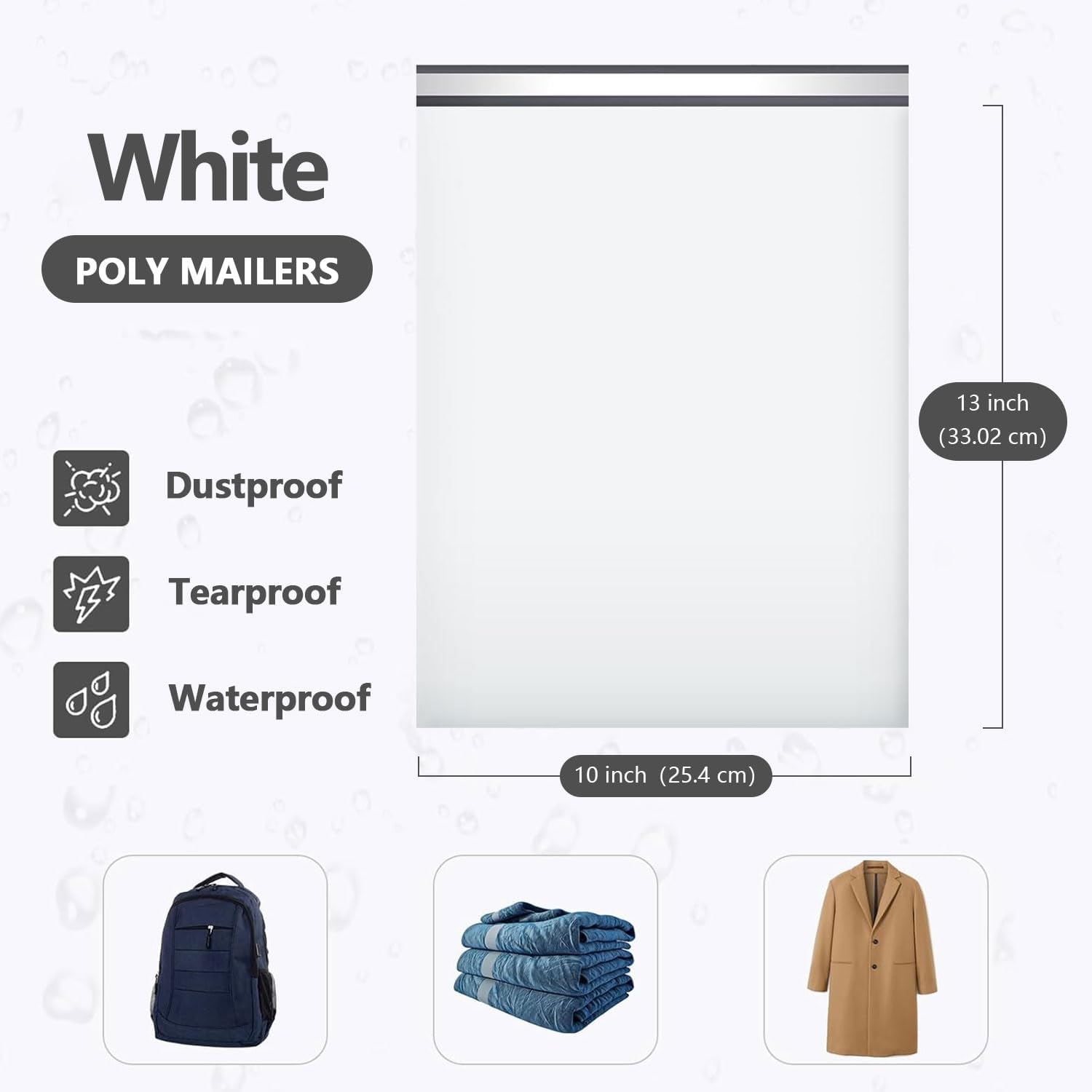 10x13“ Poly Mailers 1000PCS, 1.77 Mil 5 Layer Waterproof Self-Seal Shipping Bags for Clothes,Mailing,Books,Package, Strong Adhesive Mailers Poly Bags Shipping Envelopes for Business