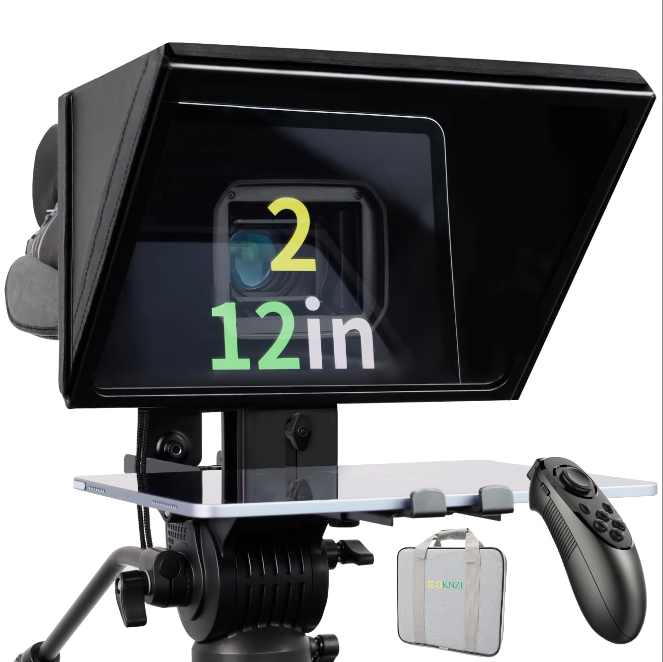 ILOKNZI i2/12-inch All-Metal Lift-up teleprompter | Fits 12.9-inch Tablets with 9-inch Width | with Premium Tempered Optical Glass | Supports Webcam Wide-Angle Camera Lenses Studio Production Video