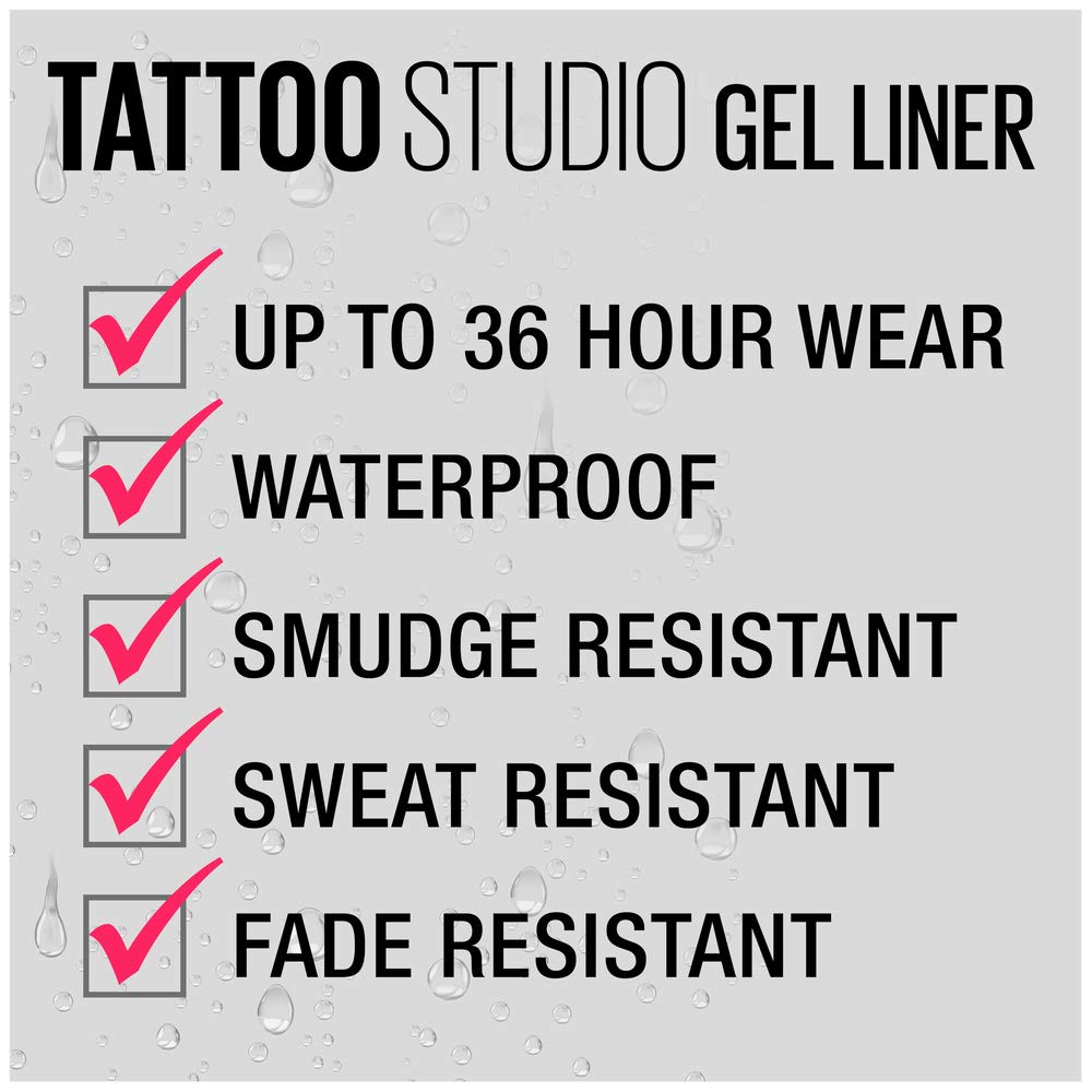 Maybelline New York Tattoostudio Waterproof, Long Wearing, Eyeliner Pencil Makeup, Intense Charcoal, 0.08 Ounce