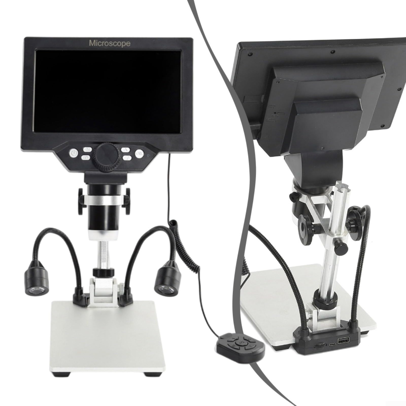 Microscopio digitale con display LCD in pollici, fotocamera 1080p e ingrandimento 1200x, USB con luce LED regolabile per riparazione elettronica, saldatura, esame di gioielli e ispezione industriale