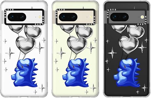 Miniatura 3 de MOSNOVO Pixel 7 - Funda para iPhone 7 diseño floral de tulipanes negros y blancos funda protectora de plástico transparente con parachoques de TPU