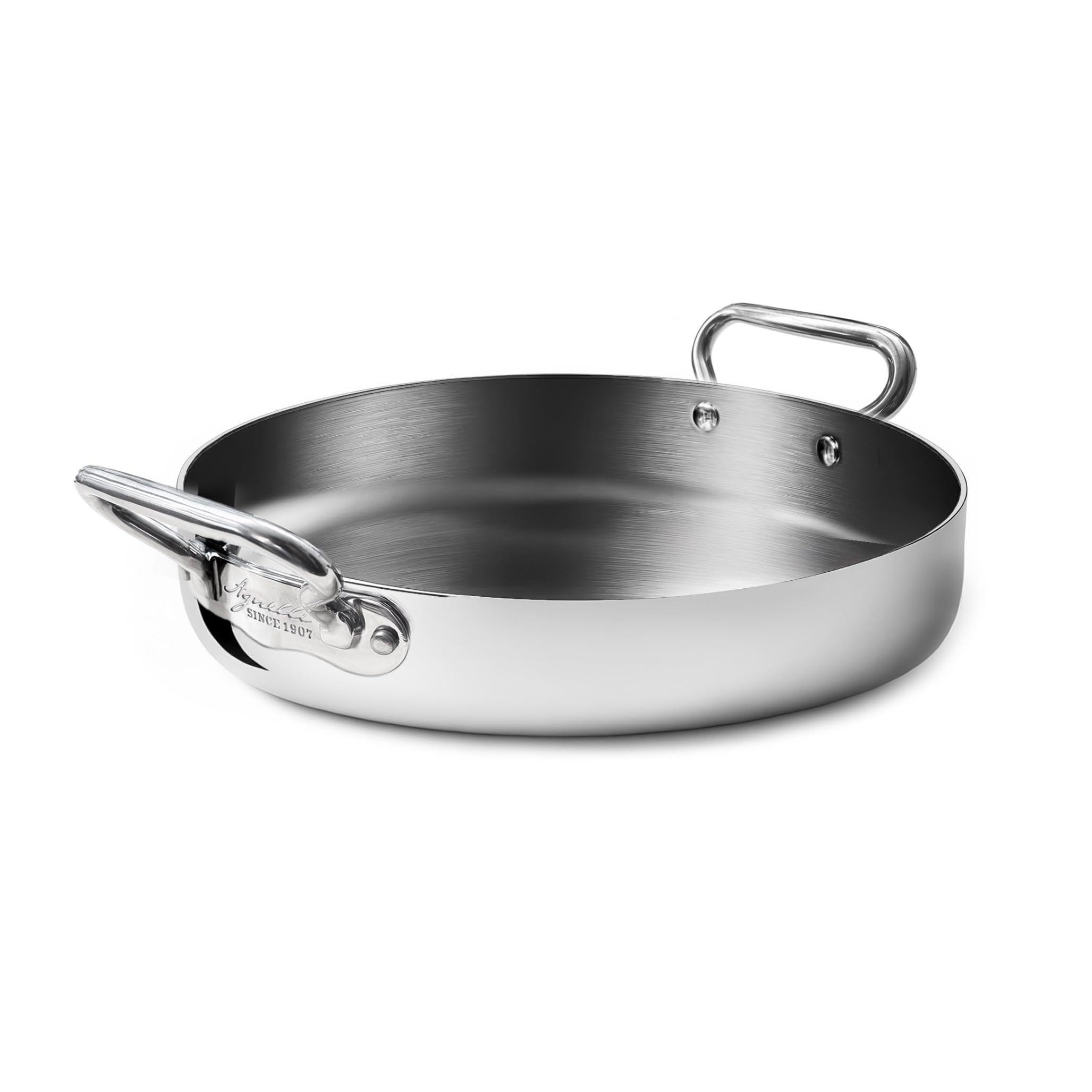 Pentole Agnelli ALUM11032 tegame aluinox 3ply lucido 32 cm 2 maniglie inox induzione