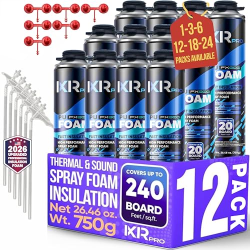 Spray Foam Insulation, Expanding Foam Sealant Spray, 12 Pack x 26.46 oz