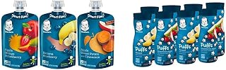 Baby Food Pouches, Toddler Snacks Variety Pack (18 Count) | Gerber Baby Snacks Puffs Variety Pack (8 Count)