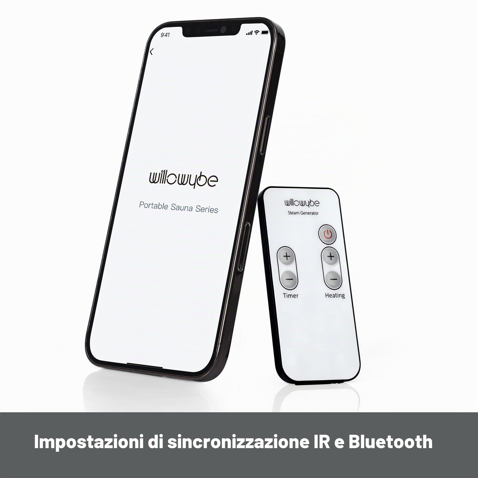 WILLOWYBE Sauna Portatile Controllo Bluetooth, Vaporizzatore, Tenda per Il Corpo, Sedia Pieghevole | Spa Personale per Casa