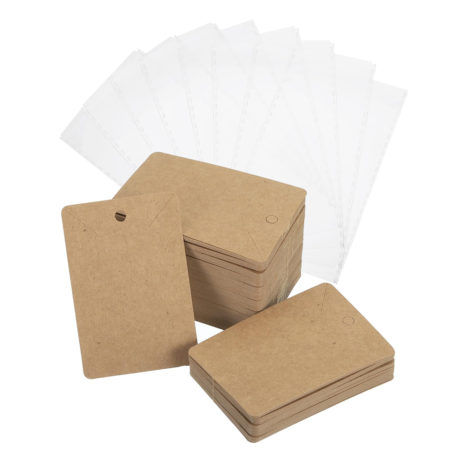 Cartes de présentation pour boucles d'oreilles PATIKIL kraft marron avec sachets emballage x200