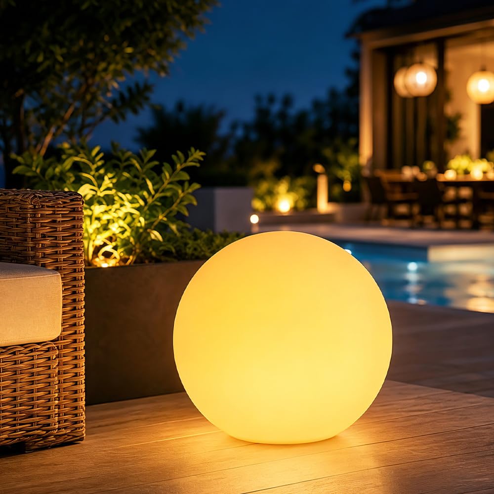 Globo solare da 25,4 cm, luce solare da giardino con telecomando, 16 colori RGB 4 modalità, luce solare incandescente, impermeabile, sensore di luce intelligente, luce sferica di controllo con palo da