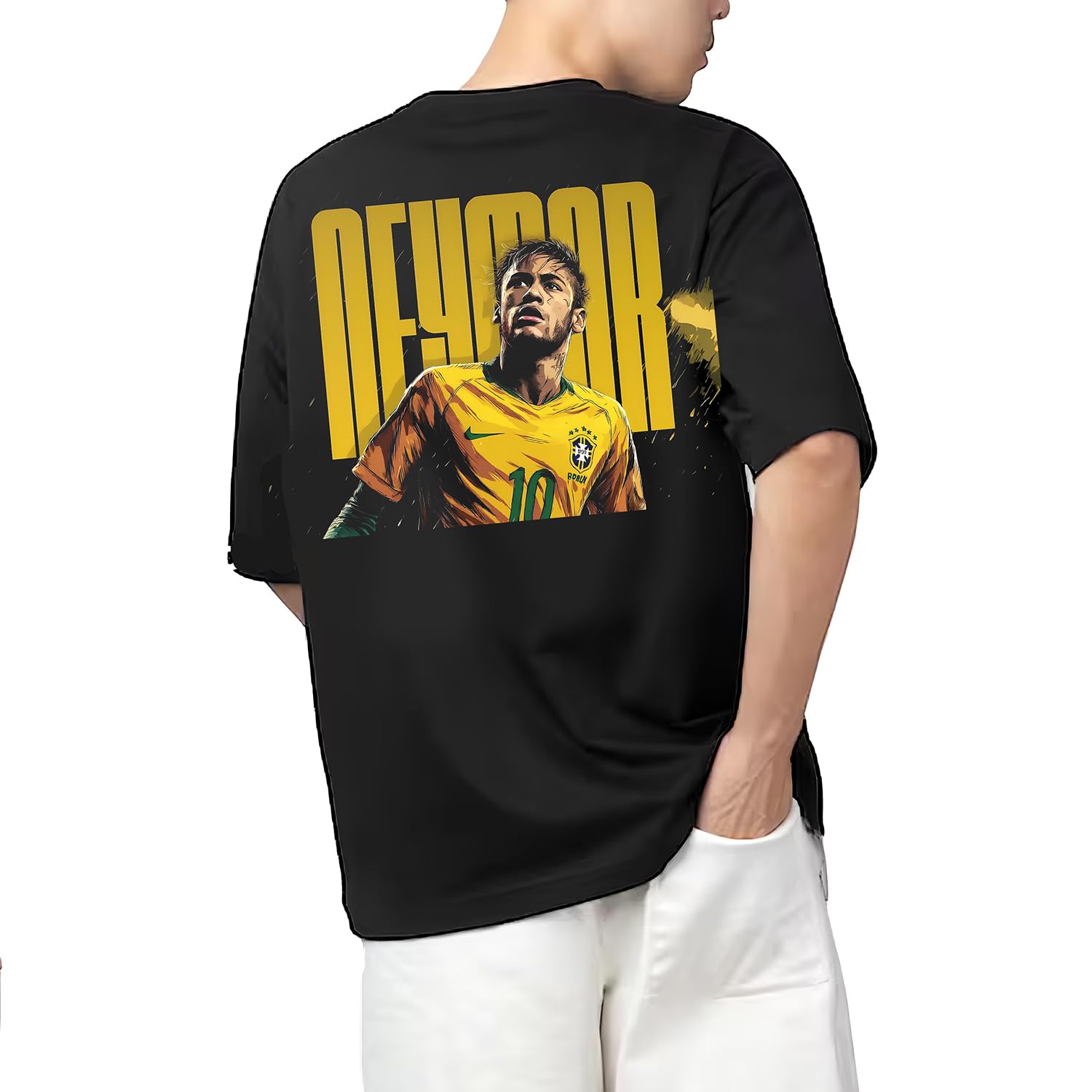 aroa Tshirt Neymar Model : 108 Men Cotton Printed Oversized/dropshoulder/Round Neck Black Tshirt for Men Women Unisex-picture-38