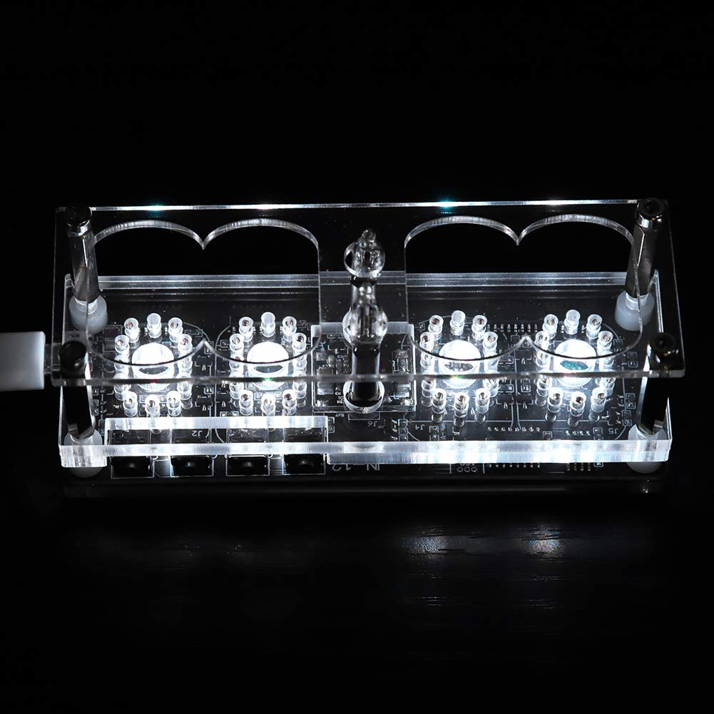 Zegar IN-12 LED Tube Clock 4-bitowy Siedmiokolorowy RGB Cyfrowy Nixie IN-12B z Akrylową Przezroczystą Obudową