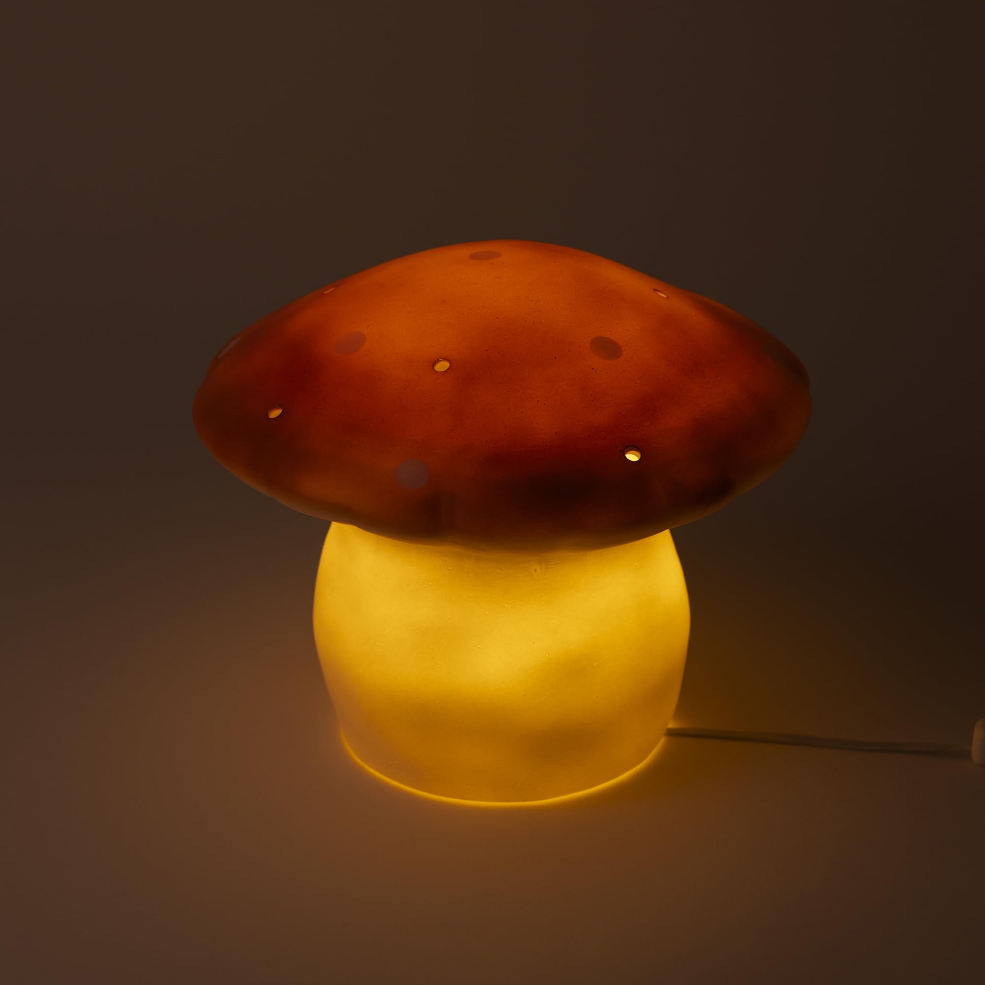 Egmont Toys Pilzlampe „Mushroom“, Rot – Kinder-Lampe handbemalt, 1,5 W LED – Dekoratives & sicheres Nachtlicht für Baby‑ & Kinderzimmer (Terra Rot Braun, Mittel Ø26X20)