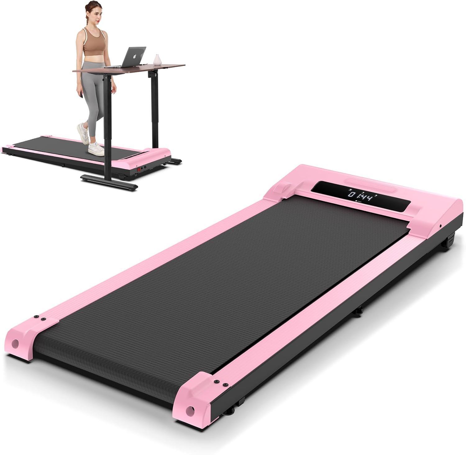 Under Desk Walking Pad for Home Office - 2.5 HP Portable Treadmill With 300 lb Capacity, Compact Jogging Running Machine, Remote Control and LED Display