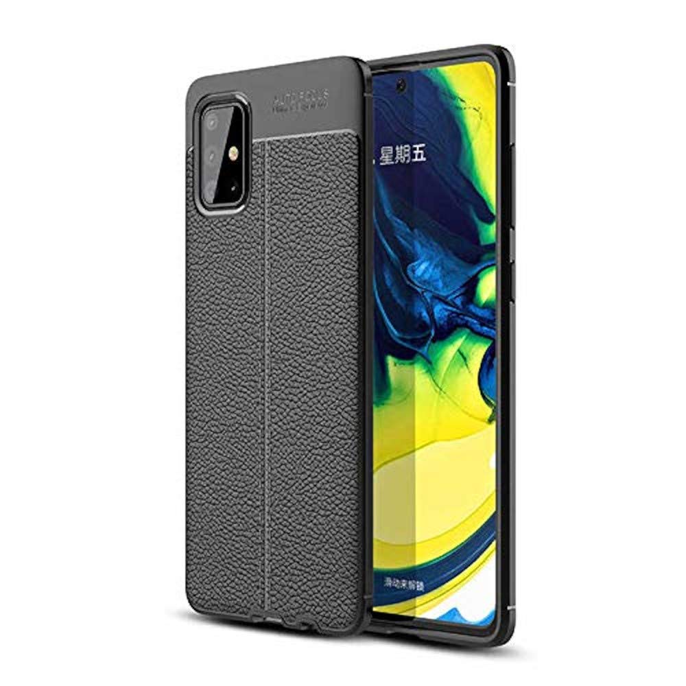 Zore Samsung Galaxy A71 ile Uyumlu Kılıf Niss Deri Görünümlü Silikon Siyah