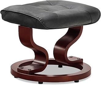 MCombo Manual Swivel Recliner with Ottoman, Faux Leather Chair Ottoman Set, for RV Small Spaces, Living Room, Bedroom, Office 9019 (Faux Leather, Dark Grey)